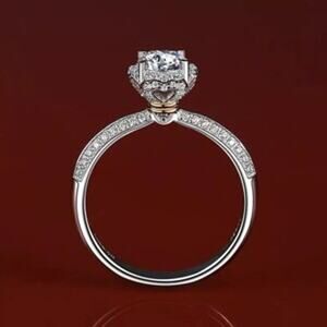 14ktwg plated sterling silver Certified 1.00ctw Moissanite Ring